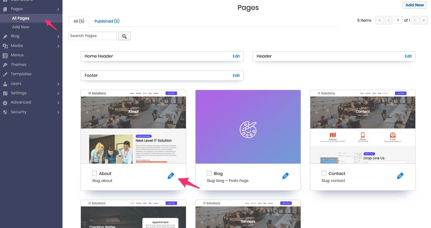 Edit Pages in SitePad